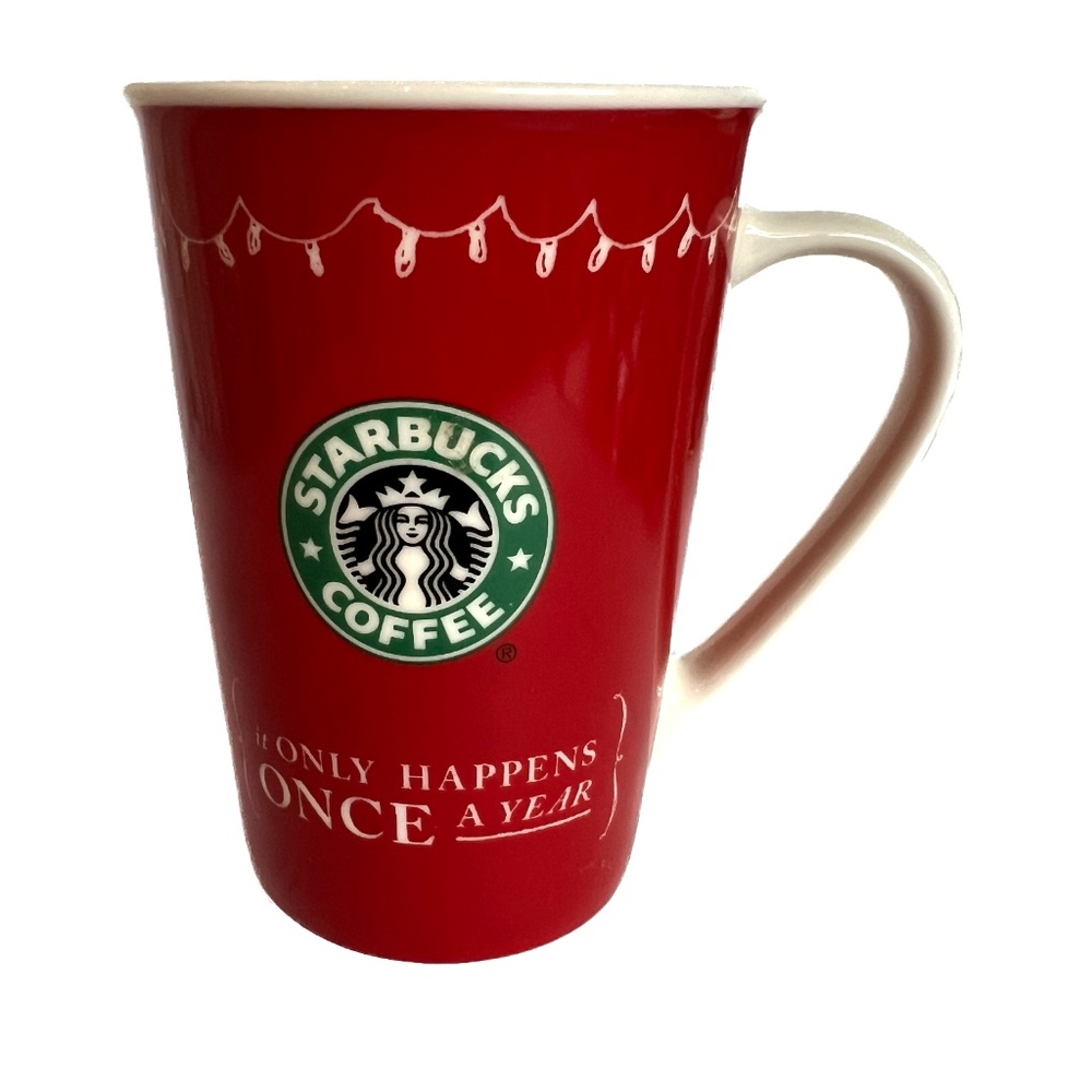 Starbucks Mug Coffee Holiday Christmas 2005 It Only Happens Once 12 oz 4 3/4"